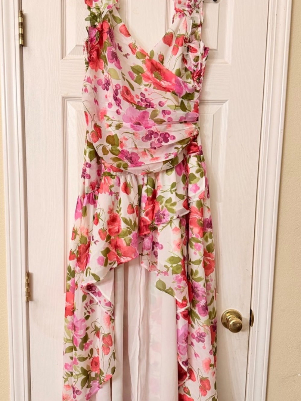 Abercrombie & Fitch Floral Pink and Green High-Low Dress